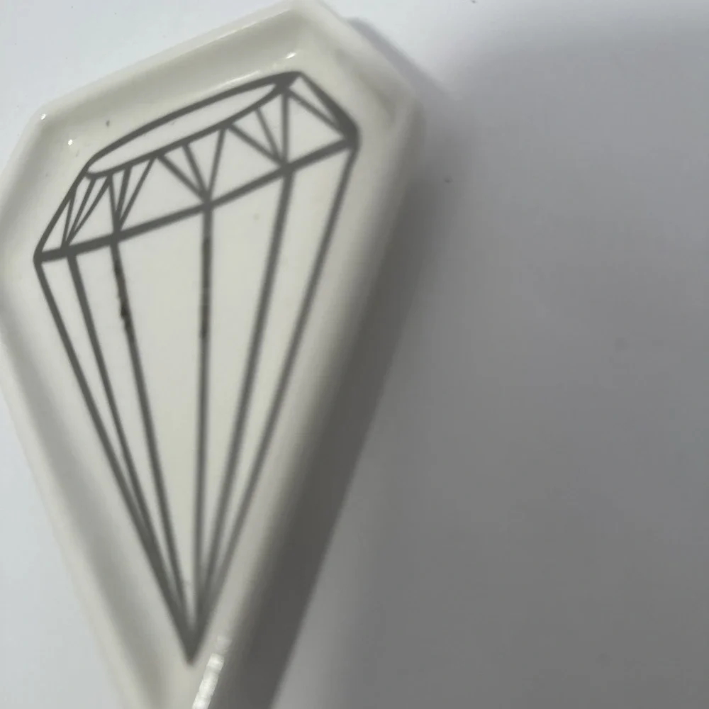 White & Silver Diamond Shaped Trinket Jewelry Dish
